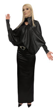 Load image into Gallery viewer, Oversized Collar Silk Satin Dolman Sleeve Shirt Dress