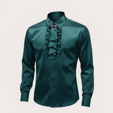 Load image into Gallery viewer, Ruffles Front Silk Men’s Shirt