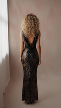 Load image into Gallery viewer, Backless Sequin Velvet Dress