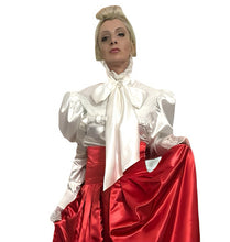 Load image into Gallery viewer, Leg Of-Mutton Satin &amp; Lace Ruffle Blouse