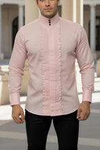 Load image into Gallery viewer, Men’s Pleats Bib Banded Collar Organic Cotton Shirt
