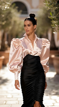 Load image into Gallery viewer, Cloose- Fitting Puff Sleeved Satin Blouse in XS S M L XL 2XL 3XL 4XL Sizes