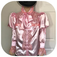 Load image into Gallery viewer, Lace &amp; Satin Puffy Blouse