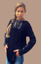 Load image into Gallery viewer, Loose- Fitting Jersey Top With Mesh Elements