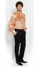 Load image into Gallery viewer, Men’s ruffled high-neck satin-lace shirt in men's size S M L XL 2XL 3XL