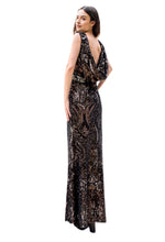 Load image into Gallery viewer, Backless Sequin Velvet Dress