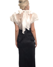 Load image into Gallery viewer, Frilled Satin&amp; Chiffon Bow Back Blouse
