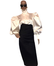 Load image into Gallery viewer, Cloose- Fitting Puff Sleeved Satin Blouse in XS S M L XL 2XL 3XL 4XL Sizes
