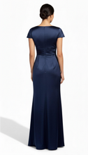Load image into Gallery viewer, Draped Front Fishtail Satin Gown