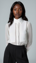Load image into Gallery viewer, Loose Fitting Silk Organza Blouse With cotton Details Front