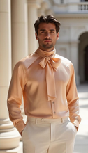 Load image into Gallery viewer, Banded collar Men’s Silk Shirt