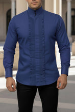 Load image into Gallery viewer, Men’s Pleats Bib Banded Collar Organic Cotton Shirt