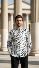 Load image into Gallery viewer, Men's Zebra Print Silk Georgette Raglan Shirt