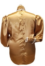 Load image into Gallery viewer, Gold Satin Pufff Blouse in Sizes Women XS S M L XL 2XL 3XL 4XL