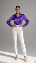 Load image into Gallery viewer, Lapel Collar Women’s Silk Blouse