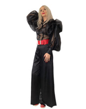 Load image into Gallery viewer, Sheer Ruched Sleeve Organza &amp; Satin  Bow Blouse