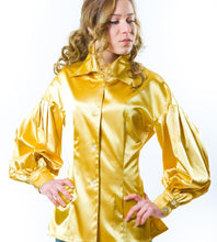 Load image into Gallery viewer, Cloose-Fitting Balloon Sleeve Satin Shirt