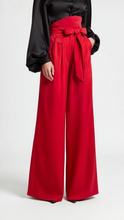 Load image into Gallery viewer, High-Rise Cotton Satin Palazzo Trousers In Tango Red Color