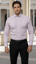 Load image into Gallery viewer, Men’s Ruffled Front Organic Egyptian Cotton Button Down Shirt