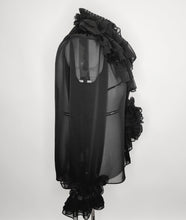 Load image into Gallery viewer, Black ruffled chiffon blouse in women&#39;s sizes XS S M L XL 2XL 3XL 4XL