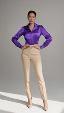 Load image into Gallery viewer, Lapel Collar Women’s Silk Blouse