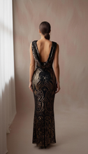 Load image into Gallery viewer, Backless Sequin Velvet Dress
