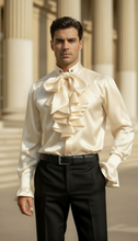 Load image into Gallery viewer, Silk Front Cascade Men's Ruffle Shirt