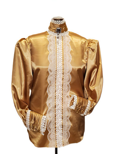 Gold Satin Pufff Blouse in Sizes Women XS S M L XL 2XL 3XL 4XL