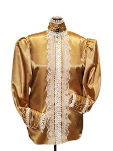 Gold Satin Pufff Blouse in Sizes Women XS S M L XL 2XL 3XL 4XL