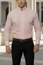 Load image into Gallery viewer, Men’s Ruffled Front Organic Egyptian Cotton Button Down Shirt