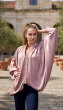 Load image into Gallery viewer, Dusty Pink Silk Batwing Top