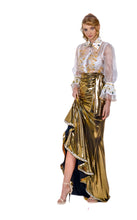 Load image into Gallery viewer, Embellished semi-fitting white organza blouse in sizes XS S M L XL 2XL 3XL 4XL