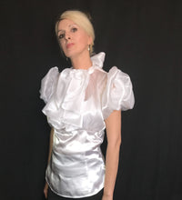 Load image into Gallery viewer, Frilled Satin&amp; Chiffon Bow Back Blouse