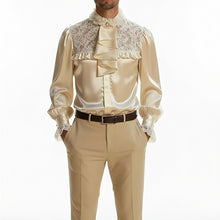 Load image into Gallery viewer, Ruffle-Trimmed Men's Silk Shirt With Lace Details Club Style Collar