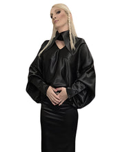 Load image into Gallery viewer, Oversized Collar Silk Satin Dolman Sleeve Shirt Dress