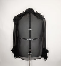 Load image into Gallery viewer, Black ruffled chiffon blouse in women&#39;s sizes XS S M L XL 2XL 3XL 4XL