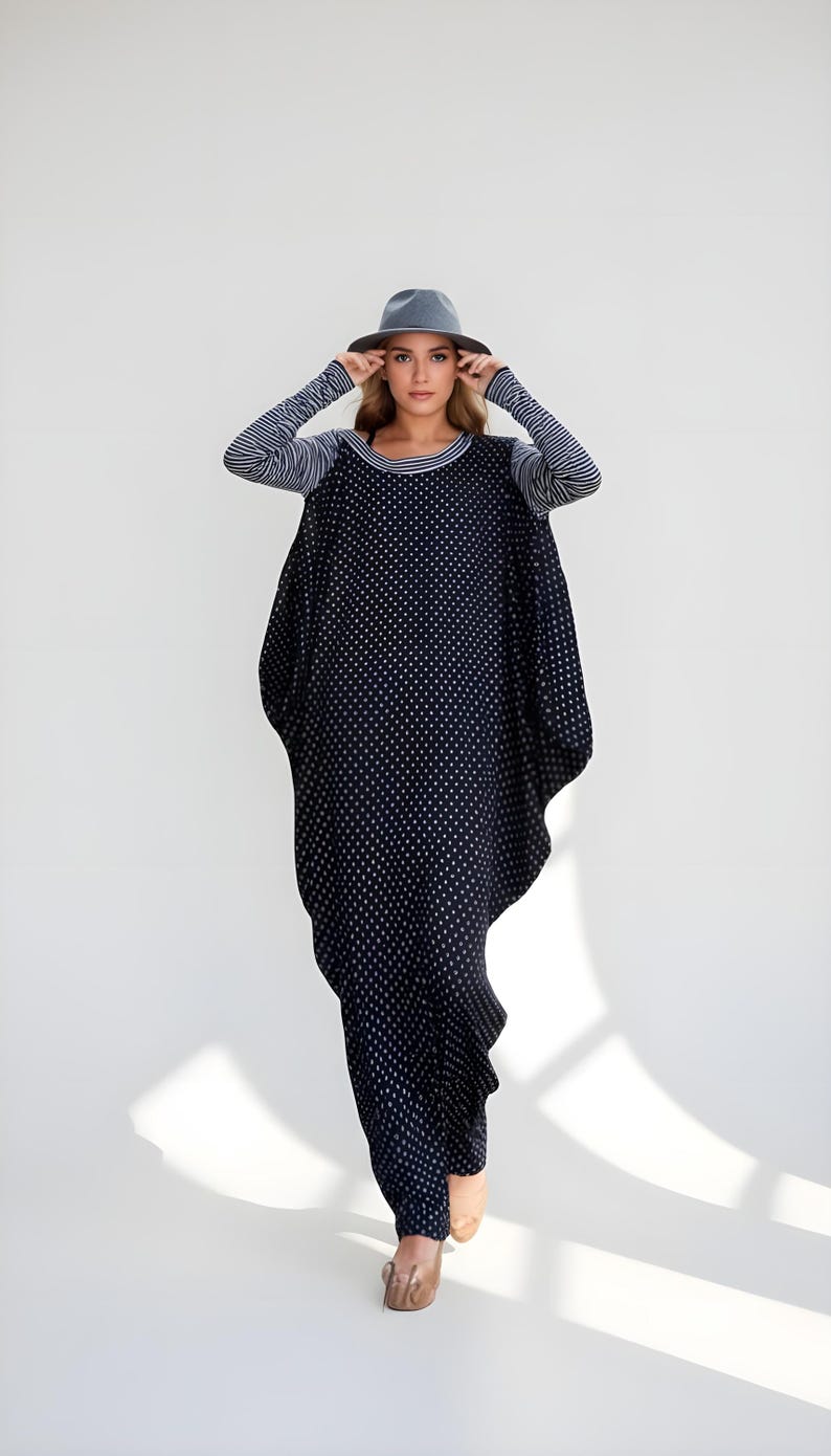 Draped knit one shoulder caftan dress