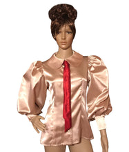 Load image into Gallery viewer, Peter-pan Collar Satin Puff Sleeve Blouse Shirt