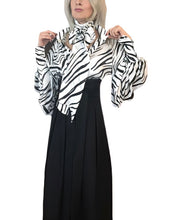 Load image into Gallery viewer, Pissy-Bow Zebra-Print Silk Georgette Balloon Sleeve Shirt