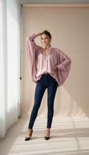 Load image into Gallery viewer, Dusty Pink Silk Batwing Top