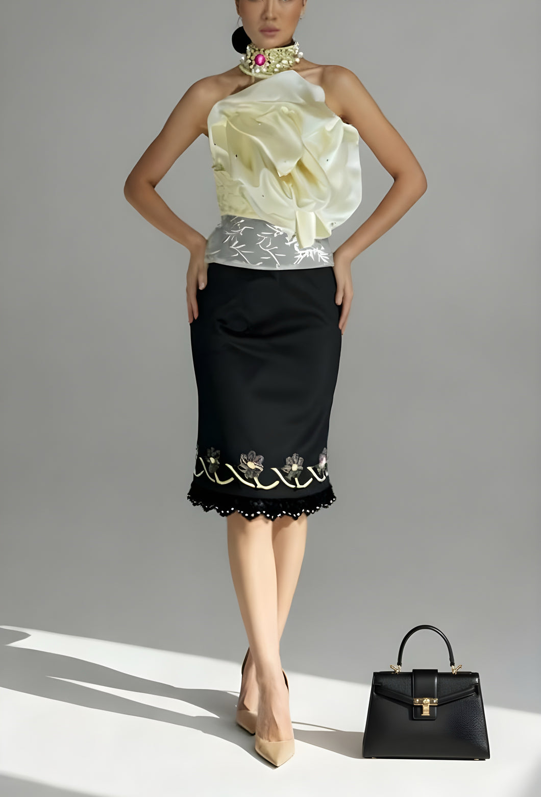 Embroidery Silk Embelished Top