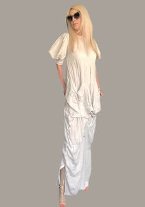 Linen Kaftan Dress With Draped Pockets