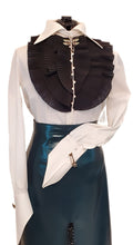 Load image into Gallery viewer, White &amp; Black Cotton Ruffles Top