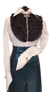White & Black Cotton Ruffles Top
