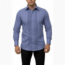 Load image into Gallery viewer, Men’s Ruffled Front Organic Egyptian Cotton Button Down Shirt