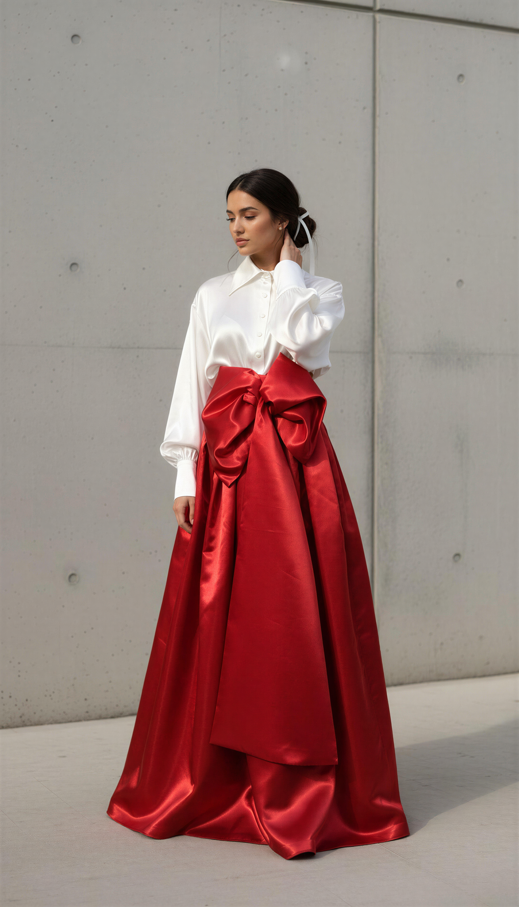 Evenings Red Satin Ballgown Skirt
