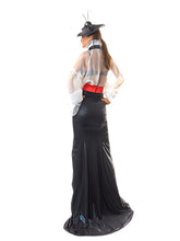 Load image into Gallery viewer, Bllack high waist shimering slit front skirt in women&#39;s sizes XS S M L XL 2XL 3XL