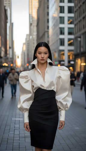 Cloose- Fitting Puff Sleeved Satin Blouse in XS S M L XL 2XL 3XL 4XL Sizes