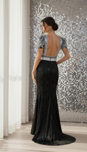 Load image into Gallery viewer, Backless Sequin Perls Embellishing Dress