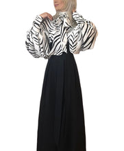 Load image into Gallery viewer, Pissy-Bow Zebra-Print Silk Georgette Balloon Sleeve Shirt